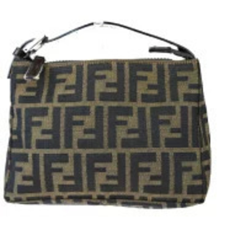 Fendi Zucca Canvas Leather Handbag Khaki Green